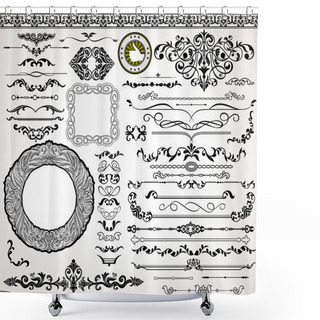 Personality  Vintage Design Elements, Ornaments And Dividers And Elegant Page Background Decorations Shower Curtains