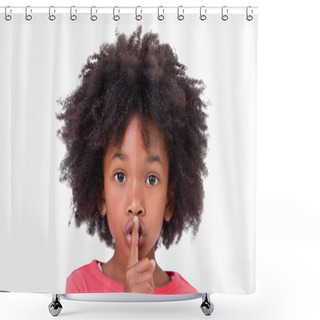 Personality  Close Up Of A Girl Asking Silence Shower Curtains