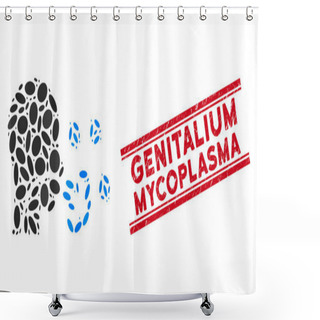 Personality  Collage Patient Viruses Icon With Distress Genitalium Mycoplasma Line Stamp Shower Curtains