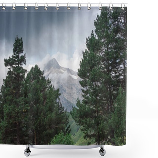 Personality  Beautiful Scenic View On Trees In Mountains, Caucasus, Russia Shower Curtains