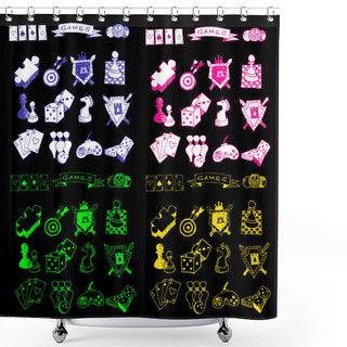 Personality  Game Icons Sketch Set Shower Curtains