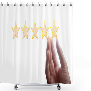 Personality  Hand Of Touching Rise On Increasing Five Stars. Increase Rating Evaluation And Classification Concept Shower Curtains