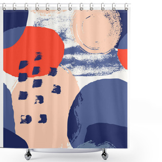 Personality  Hand Painted Abstract Design With Brush Strokes, Textures And Shapes In Bright Colors. Creative And Modern Illustration, Wall Art, Greeting Card, Packaging Design. Shower Curtains