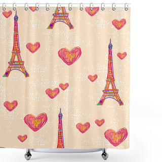 Personality  Paris Eiffel Towers Pattern Shower Curtains