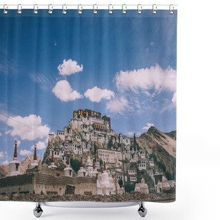 Personality  Traditional Houses And Stupas In Leh City, Indian Himalayas Shower Curtains