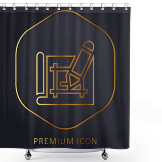 Personality  Architecture Golden Line Premium Logo Or Icon Shower Curtains