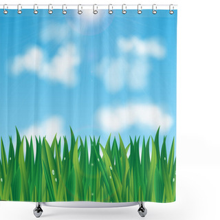 Personality  Natural Background.eco Background.green Grass With Dew Drops On Shower Curtains