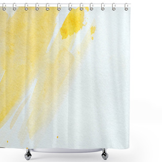 Personality  Abstract Yellow Watercolor Strokes On White Paper Shower Curtains