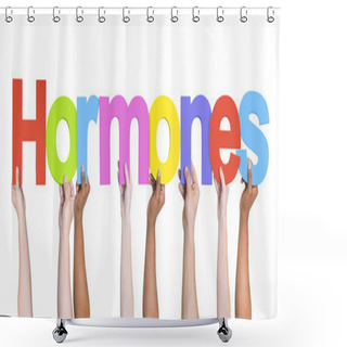 Personality  Hands Holding Hormones Word Shower Curtains
