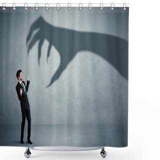 Personality  Business Person Afraid Of A Big Monster Claw Shadow Concept Shower Curtains