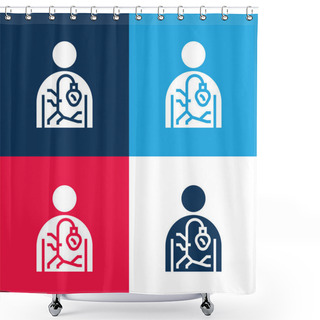 Personality  Agiography Blue And Red Four Color Minimal Icon Set Shower Curtains