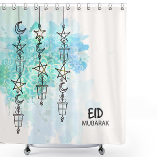 Personality  Islamic Festival, Eid Celebrations Greeting Card Design. Shower Curtains