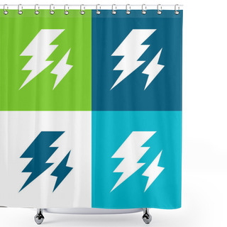 Personality  Bolt Flat Four Color Minimal Icon Set Shower Curtains