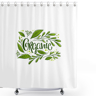 Personality  Beauty Of Nature Doodle Organic Leave Emblem,  Frame And Logo Shower Curtains