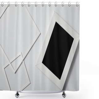 Personality  Top View Of Square Frames With Blank Blackboard On White Surface For Mockup Shower Curtains