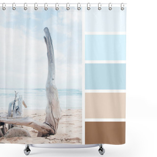 Personality  Dry Tree On The Beach.  Color Palette Swatches. Pastel  Hues Shower Curtains
