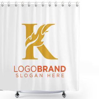 Personality  K Letter With Flame Fire Logo Vector Shower Curtains
