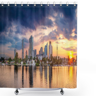 Personality  Vienna, Austria. Panoramic Cityscape Image Of Vienna Capital City Of Austria During Sunset. Shower Curtains