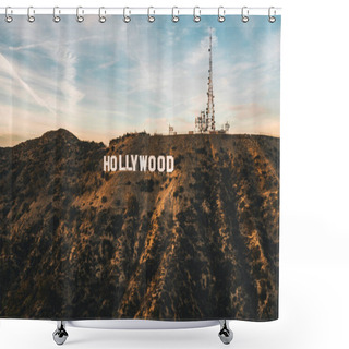 Personality  Famous Hollywood Sign In Mount Lee In Los Angeles, California HQ Shower Curtains
