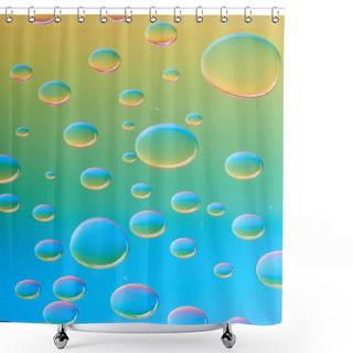 Personality  Close-up View Of Beautiful Calm Transparent Water Drops On Colorful Abstract Background Shower Curtains