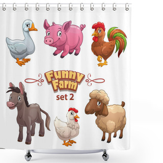 Personality  Funny Farm Illustration Shower Curtains