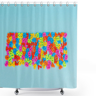 Personality  Top View Of Plastic Colorful Numbers On Blue Background Shower Curtains