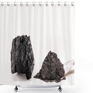 Personality  Graphite, Graphite Powder And Ore, Industrial Use, Isolated White Background Shower Curtains