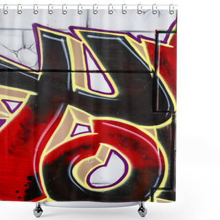 Personality  Red And Golden Urban Art, Colorful Graffiti, Abstract Grunge Graffity Background Shower Curtains