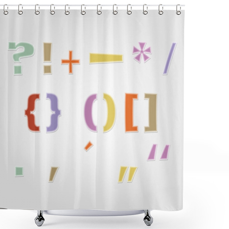 Personality  Set Of Colored Punctuation Marks And Signs, Vector Shower Curtains