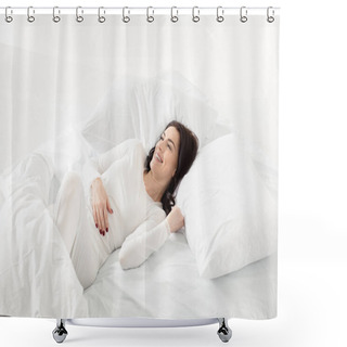 Personality  Woman In Sleepwear Awakening Shower Curtains