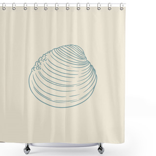 Personality  Hand Drawn Of Blue Clams. Sketch Of Blue Clams Isolated On White Background. Shower Curtains