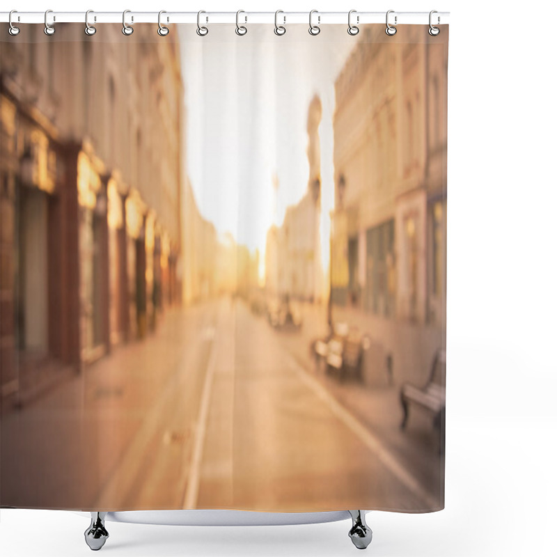 Personality  Beautiful City Street Background At Sunrise Time. Shower Curtains