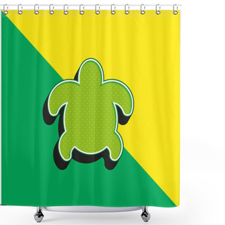 Personality  Big Turtle Green And Yellow Modern 3d Vector Icon Logo Shower Curtains