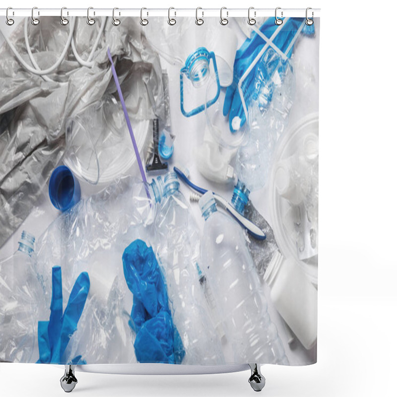 Personality  Pile of different plastic waste shower curtains