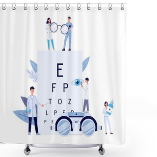 Personality  Checking And Testing Of Vision By Ophthalmologists And Doctors Of The Clinic. Shower Curtains