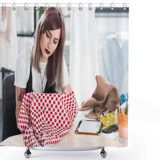 Personality  Fashion Designer In Clothing Store Shower Curtains