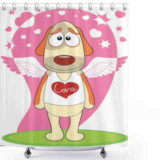 Personality  Dog With Wings Shower Curtains