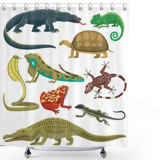 Personality  Reptiles Animals Vector Set. Shower Curtains