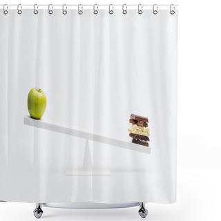 Personality  Apple And Chocolate On Seesaw  Shower Curtains