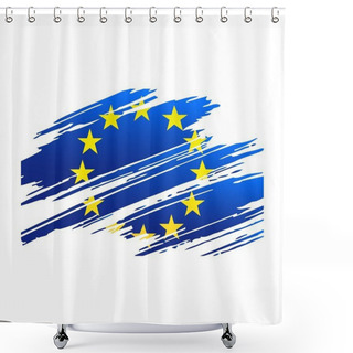 Personality  Flag European Union In The Form Traces Brush Shower Curtains