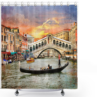 Personality  Venetian Sunset, Artwork In Panting Style Shower Curtains