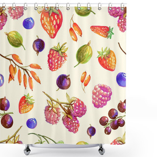 Personality  Seamless Pattern With Berries Shower Curtains