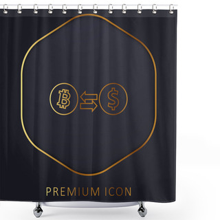 Personality  Bitcoin To Dollar Exchange Rate Symbol Golden Line Premium Logo Or Icon Shower Curtains