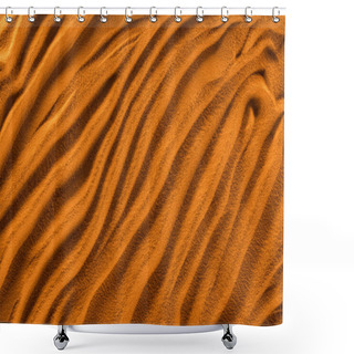Personality  Top View Of Textured Sand With Waves And Orange Color Filter Shower Curtains