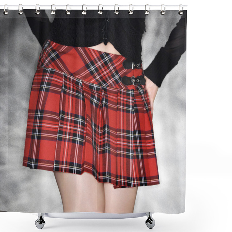 Personality  Woman In Plaid Skirt. Shower Curtains