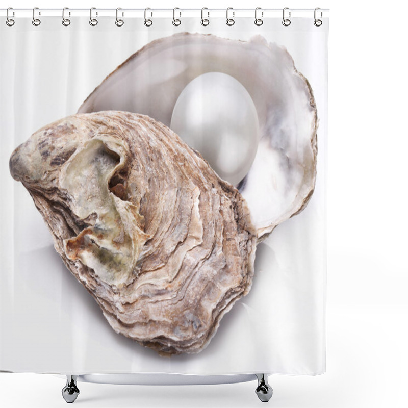 Personality  Oyster with pearl isolated. shower curtains