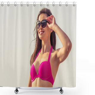 Personality  Beautiful Girl On The Beach Shower Curtains
