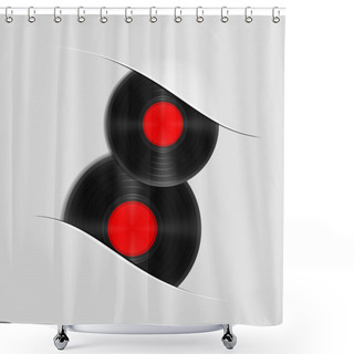 Personality  Two Vector Vinyl Records Shower Curtains