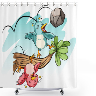 Personality  Birds Hit By The Stone Shower Curtains