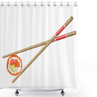 Personality  Sushi And Chopsticks Vector Illustration Shower Curtains